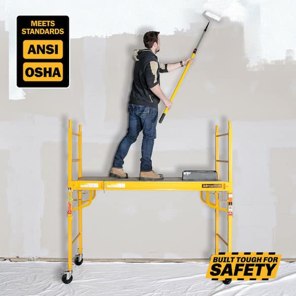 MetalTech - Jobsite 6 ft. Baker Style Rolling Scaffold Platform, 1100 lbs. Load Capacity, Steel, 6 ft. W x 6.25 ft. H x 2.5 ft. D