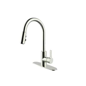 Single-Handle Pull-Down Sprayer Standard Kitchen Faucet with Spray Options in Brushed Nickel