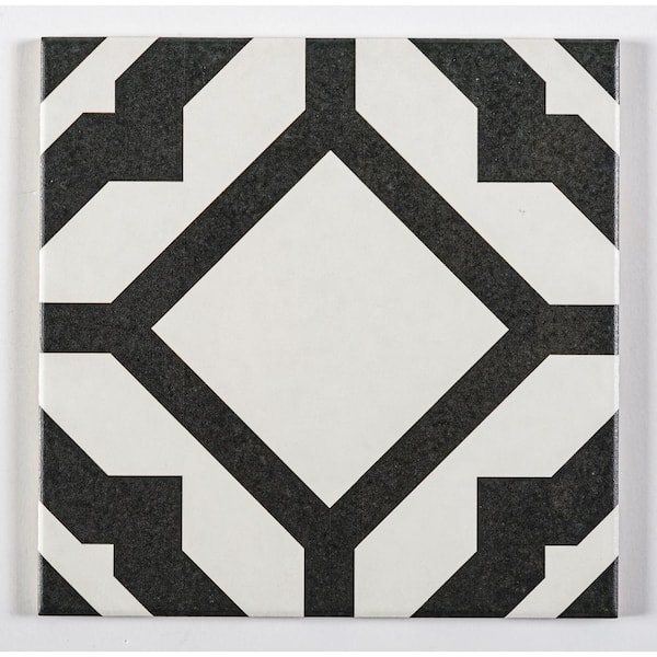 ANDOVA Luv Enchanted Black/White 8 in. x 8 in. Smooth Matte Porcelain Floor and Wall Tile (8.17 sq. ft./Case)