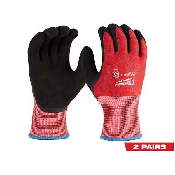 Milwaukee Large Red Latex Level 2 Cut Resistant Insulated Winter Dipped Work Gloves (2-Pack)
