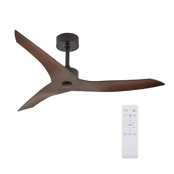 Unbranded 52 in. Modern Indoor Brown Ceiling Fan with 3 ABS Blades, DC Motor and Remote Control