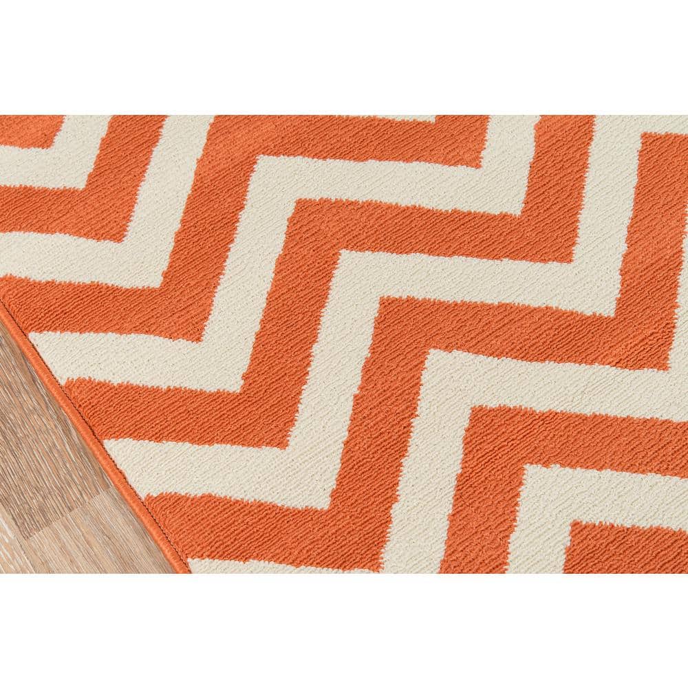 Rectangular Orange Synthetic Easy Care Indoor/Outdoor Rug