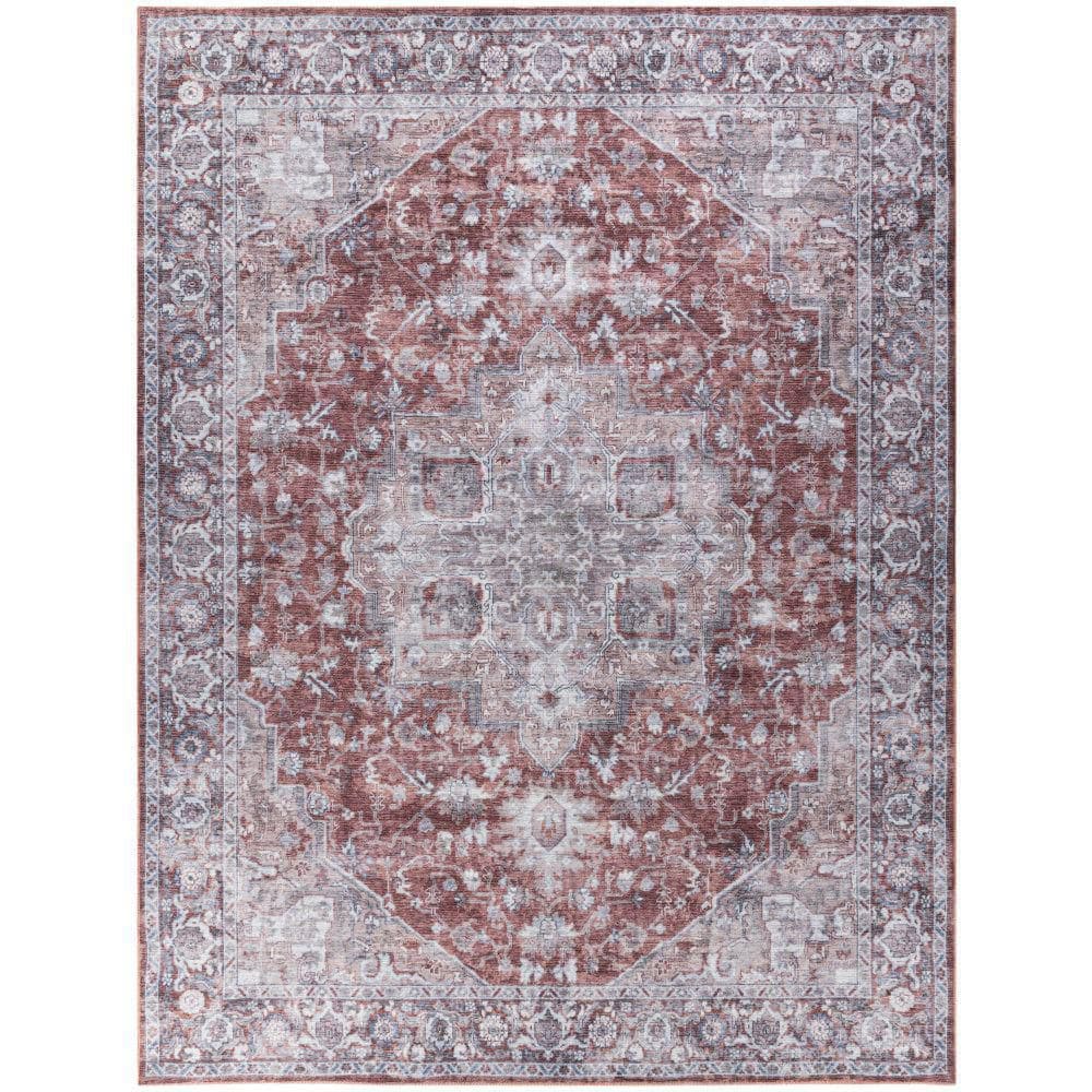 Machine Washable Series 1 Ivory Brick 9 ft. x 12 ft. Distressed ...