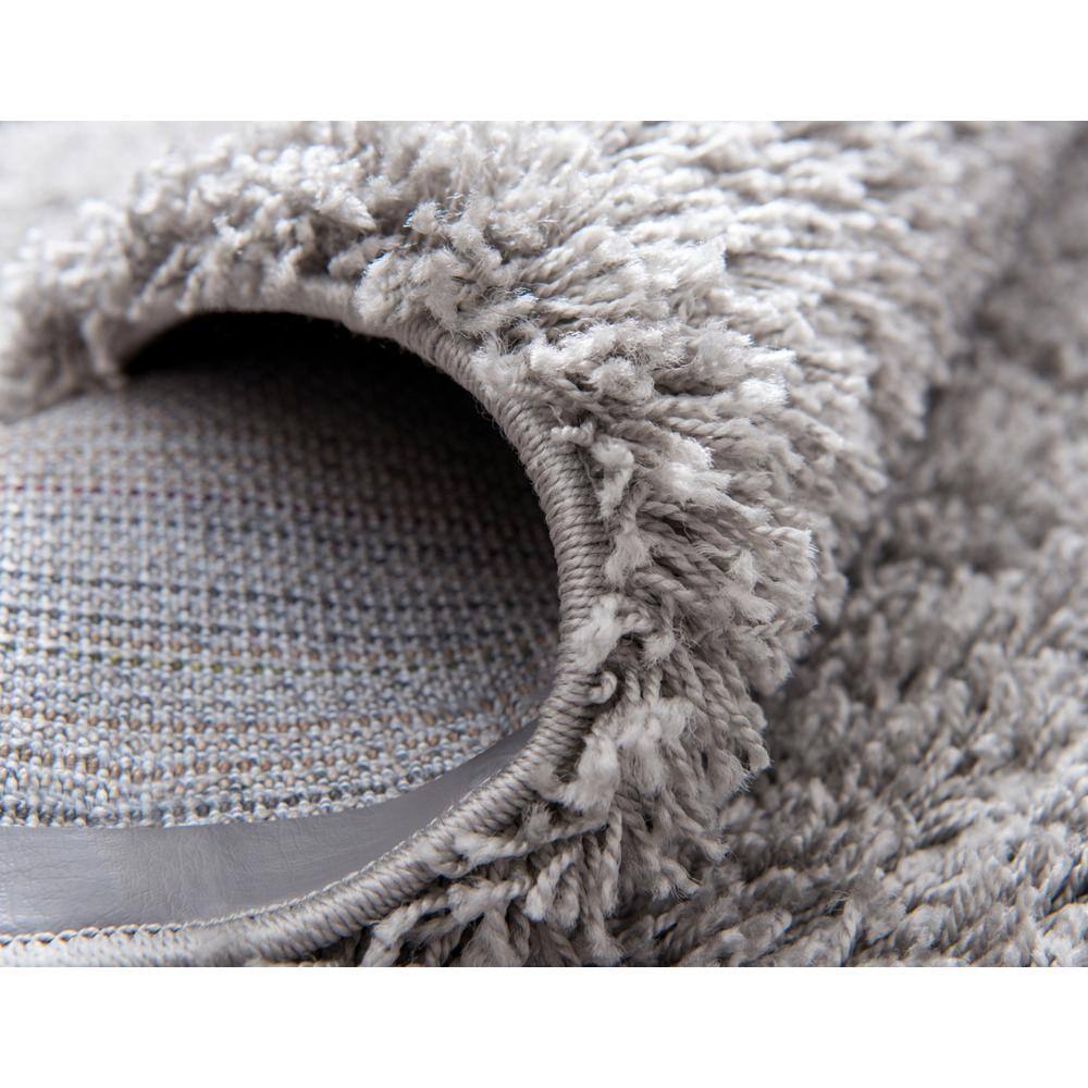 Cloud Gray High Pile Shag Rectangular Area Rug