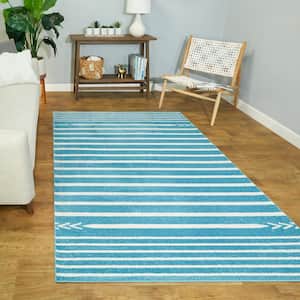 Cameron Striped Teal 8 ft. x 10 ft. Area Rug