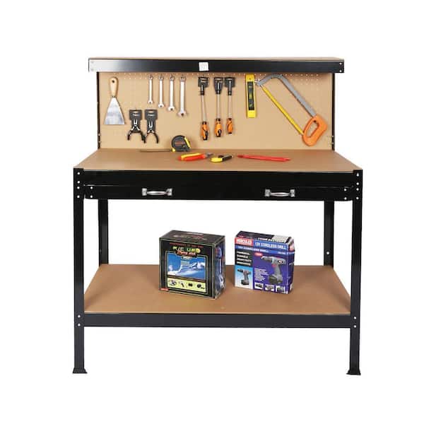 234 gal. MDF Top Workbench Outdoor Storage Bench wit Drawer