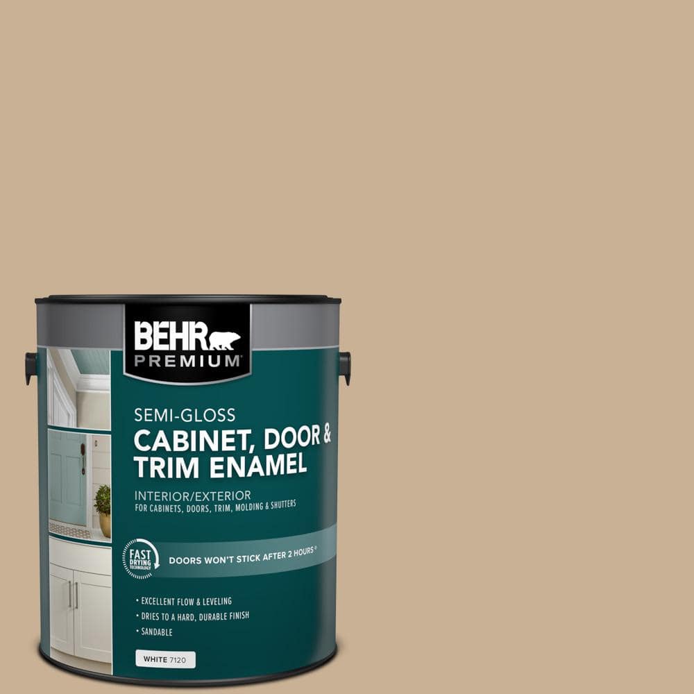 BEHR PREMIUM 1 gal. #MQ2-46 Basswood Semi-Gloss Enamel Interior ...