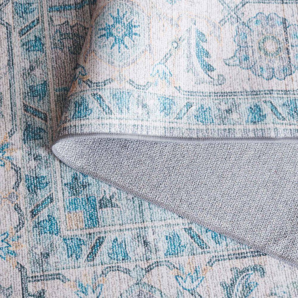 Arizona Gray and Turquoise Synthetic Washable Area Rug