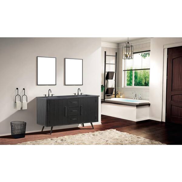 Avanity Stevens 60 In W X 21 In D Bathroom Vanity Cabinet Only In Rustic Black Stevens V60 Bk The Home Depot