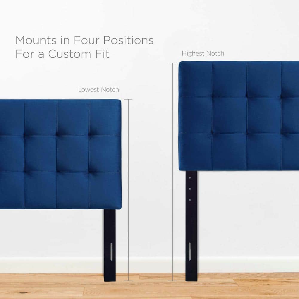 Navy Blue Velvet Tufted Twin Upholstered Headboard