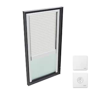 22-1/2 in. x 46-1/2 in. Fixed Curb Mount Skylight with Laminated LowE3 Glass & White Solar Powered Light Filtering Blind
