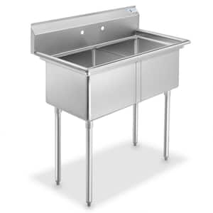 41 in. Freestanding Stainless Steel 2-Compartment Commercial Kitchen Sink