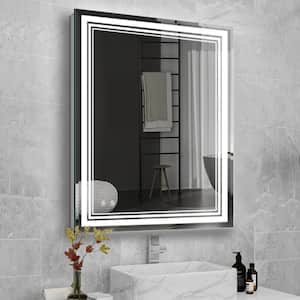 36 in. W x 36 in. H Square Framed Dimmable Wall Bathroom Vanity Mirror in White 3 Adjustable Colo Temperature
