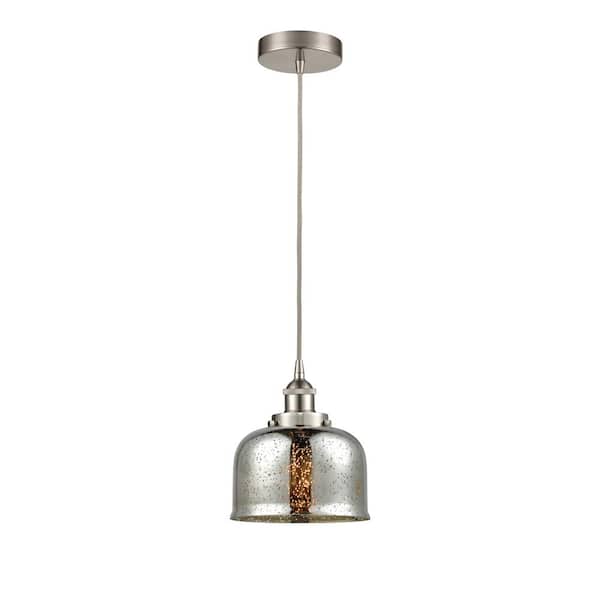 Bell 100-Watt 1-Light Brushed Satin Nickel Standard Mini Pendant Light with Painted Glass Shade, No Bulbs Included