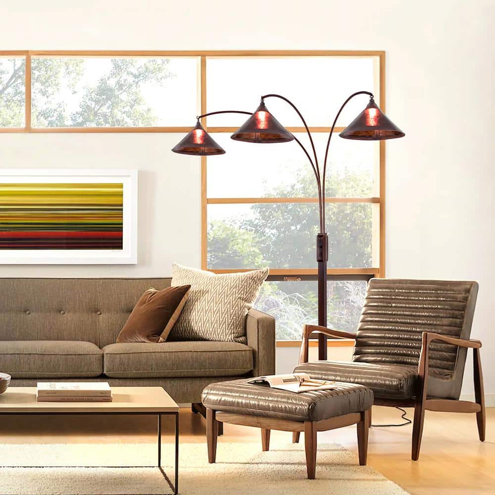 Espresso Bronze Adjustable Multi-Head Arc Floor Lamp