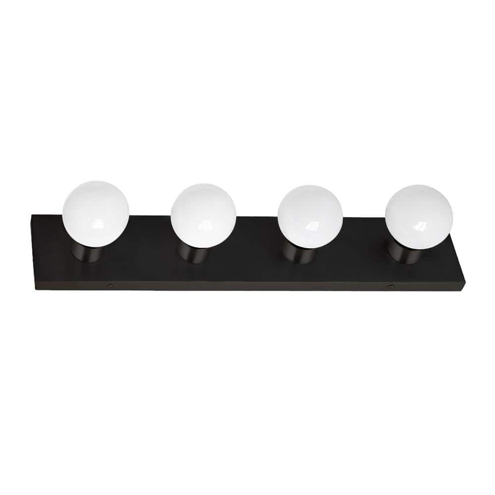 Matte Black 4-Light Dimmable Vanity Strip Light