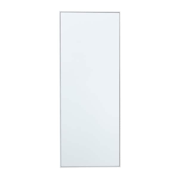 Litton Lane 36 in. x 14 in. Rectangle Framed White Wall Mirror with Thin Frame