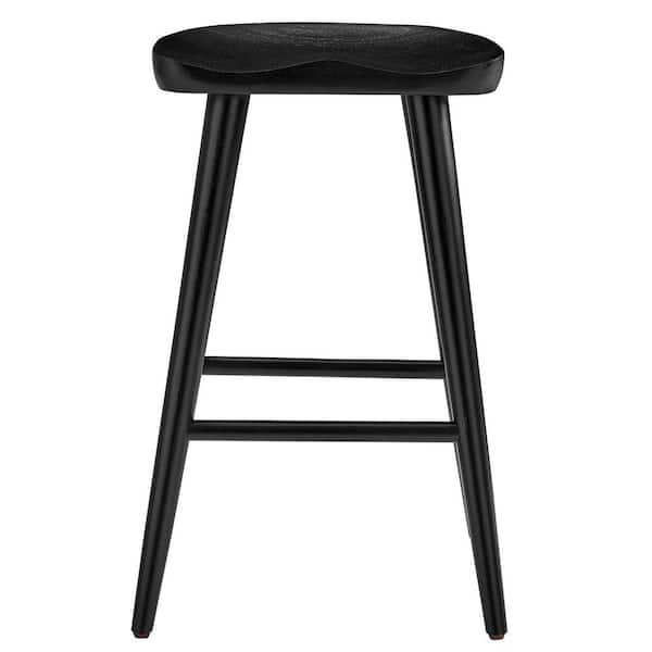 MODWAY Saville 27 in. in Black Backless Wood Counter Stools - Set