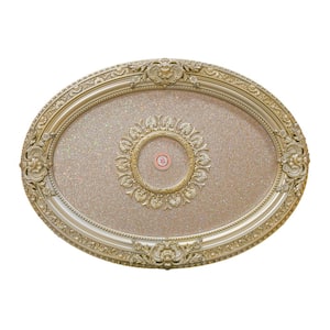 43 in. x 2.75 in x 31.5 in Rose Gold Oval Chandelier Polysterene Ceiling Medallion Moulding