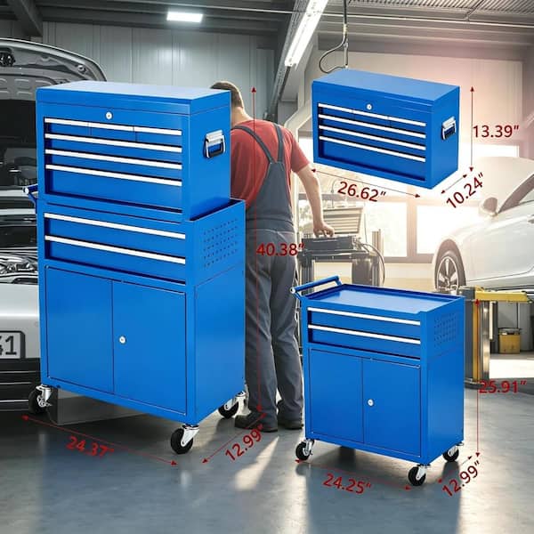 ツールセット　ブルー　メタルガレージ　l-Garage MGH60 PioneerWorks 8 Drawer Tool Chest, Rolling Tool Box Cabinet on