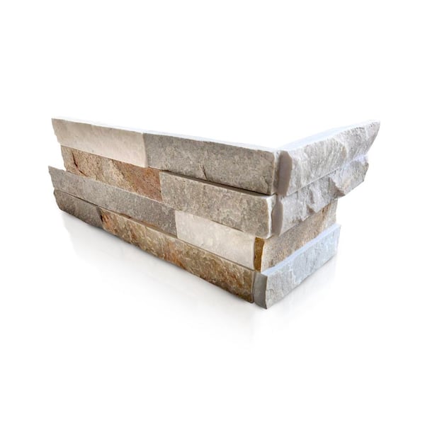 Golden Honey 6 x 16 x 8 in. Natural Stacked Stone Veneer Corner Siding Exterior/Interior Wall Tile (2-Box/12.84 sq. ft.)