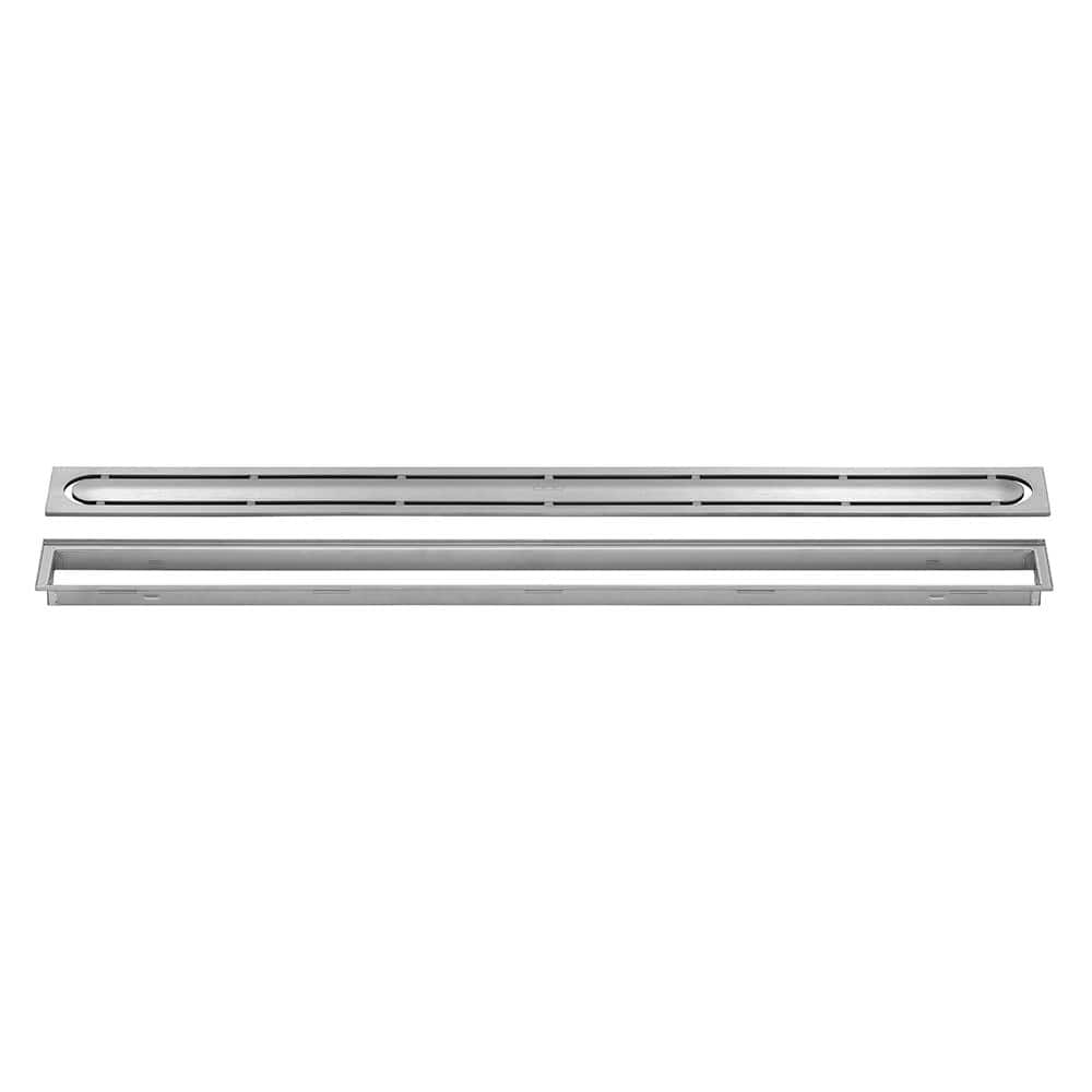 Schluter Kerdi-Line Brushed Stainless Steel 27-9/16 in. Pure Grate Assembly with 29/32 in. Frame