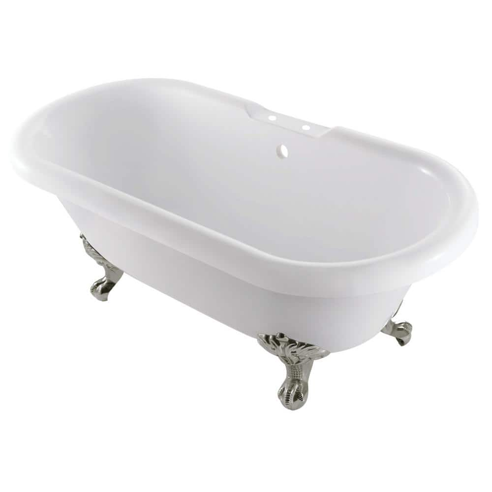 Kingston Brass Aqua Eden 67 in. Acrylic Clawfoot Bathtub in White ...