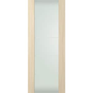 Vona 202 4H 18 in. x 80 in. No Bore Full Lite Frosted Glass Loire Ash Wood Composite Interior Door Slab