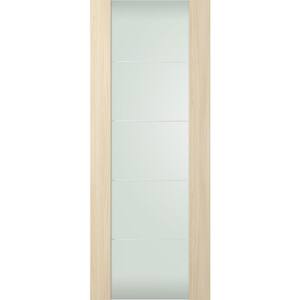 Vona 202 4H 30 in. x 84 in. No Bore Full Lite Frosted Glass Loire Ash Composite Wood Interior Door Slab