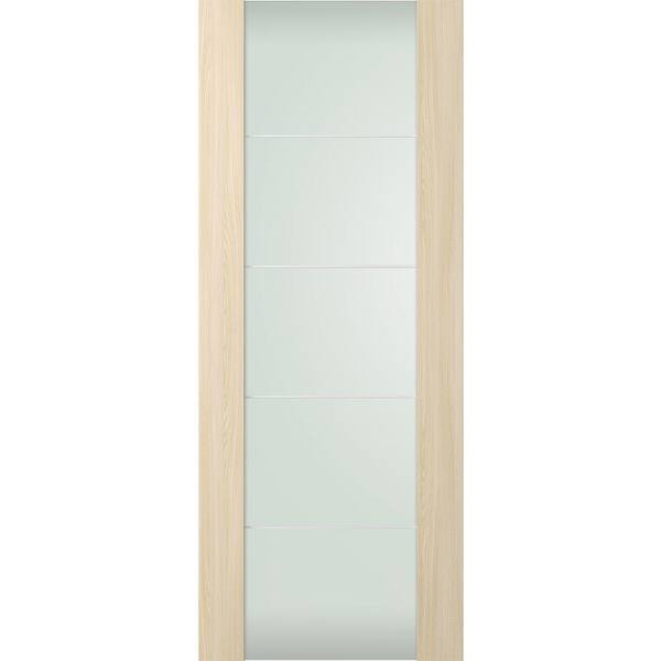 Belldinni Vona 202, 4H 18 in. x 95.25 in. No Bore Full Lite Frosted Glass Loire Ash Composite Wood Interior Door Slab