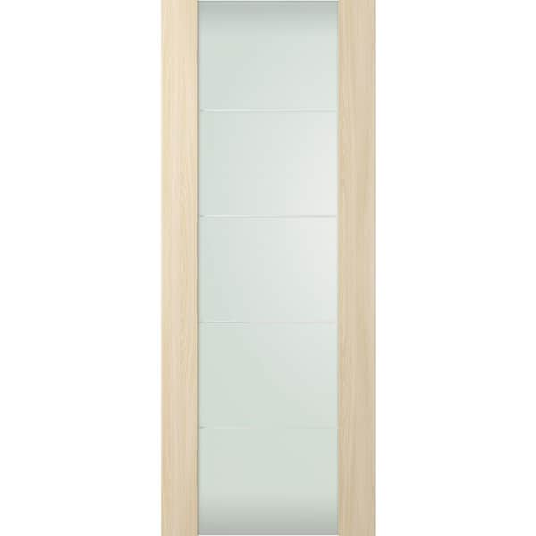 Belldinni Vona 202 4H 30 in. x 96 in. No Bore Full Lite Frosted Glass Loire Ash Composite Wood Interior Door Slab