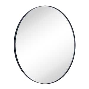 Yolanta 26 in. W x 26 in. H Circular Round Stainless Steel Framed Wall Mounted Bathroom Vanity Mirror in Matt Black