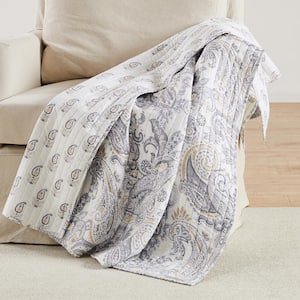 Maribelle Charcoal Grey Paisley Cotton Throw Blanket