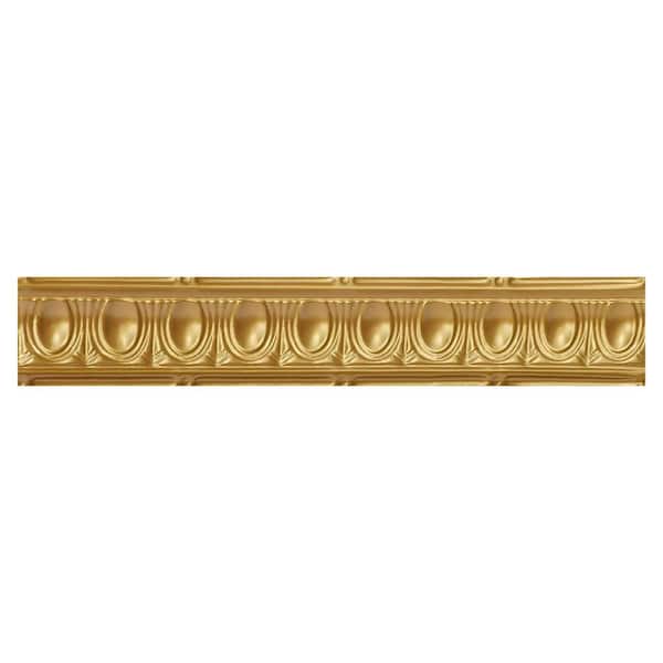 FROM PLAIN TO BEAUTIFUL IN HOURS Puffy Archways 0.012 in. x 4.25 in. x 48 in Powder Coated Nail-up Tin Cornice in Gold Nugget (24 ln.ft/Pack) - 6 Pieces
