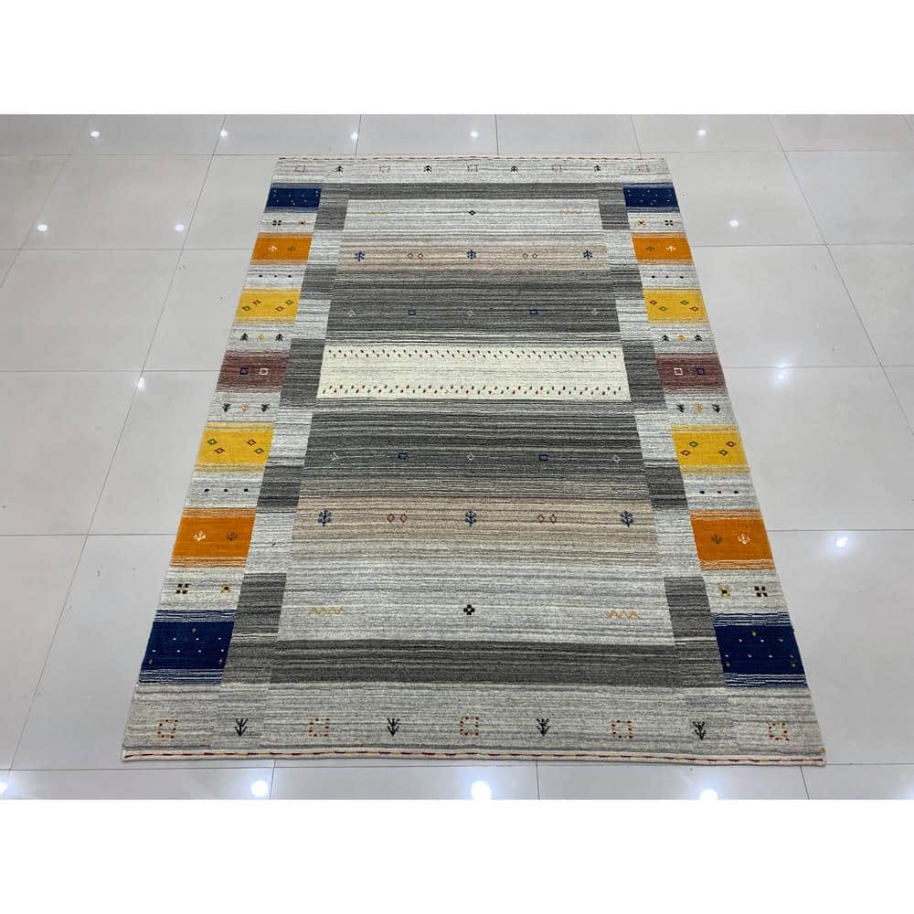 Multicolor Hand-Knotted Wool Rectangular 9' x 12' Area Rug