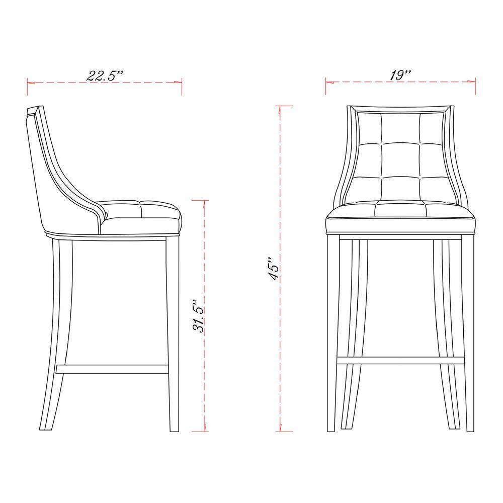 Light Grey Faux Leather Walnut Wood Bar Stool