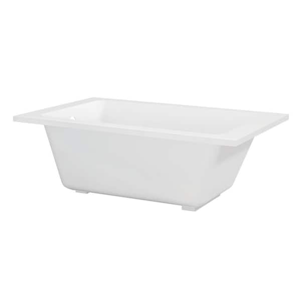 Aqua Eden 54 in. x 31.9 in. Acrylic Rectangular Drop-In Soaking Bathtub with Reversible Drain in Glossy White