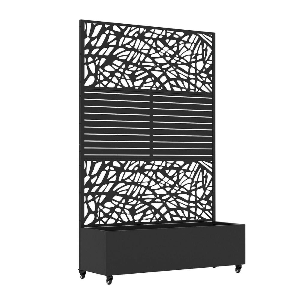 6 ft. H x 4 ft. W Metal Planter Box Privacy Screen Garden Bed with Trellis and Wheels-Black price history on PriceWatchPro