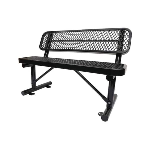 Boosicavelly 48 in. Metal Outdoor Bench with Backrest in Black