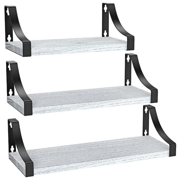Cubilan 5.9 in. x 16.4 in. x 5 in. White Wood Decorative Wall Shelves with Brackets