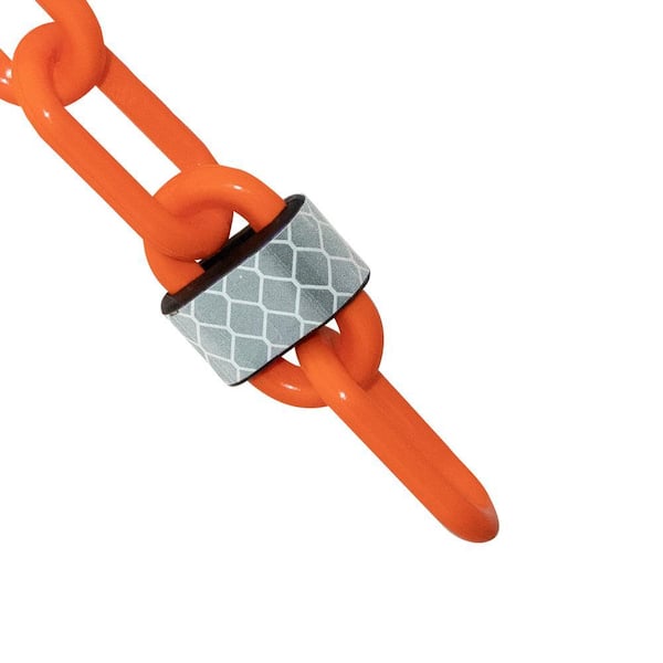 2 in. (#8,51 mm) x 100 ft. Traffic Orange Reflective Plastic Barrier Chain