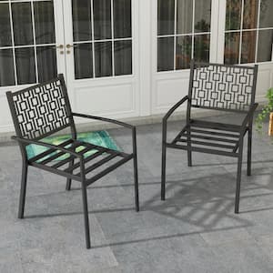 Elliza Metal Stackable Anti-Rust Outdoor Dining Chairs - Black (Set of 2)