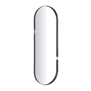 43 in. x 15 in. Oval Round Framed Black Wall Mirror