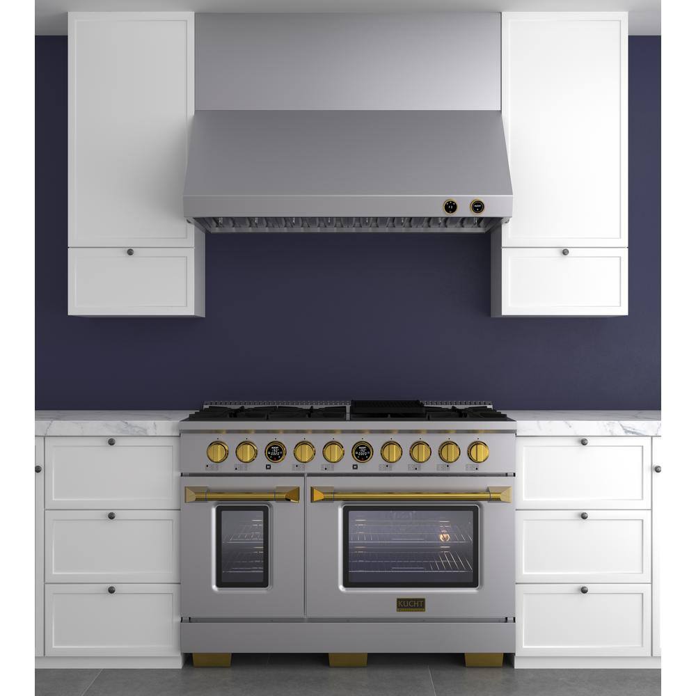 36" Stainless Steel Wall Mounted Range Hood with Gold Accents