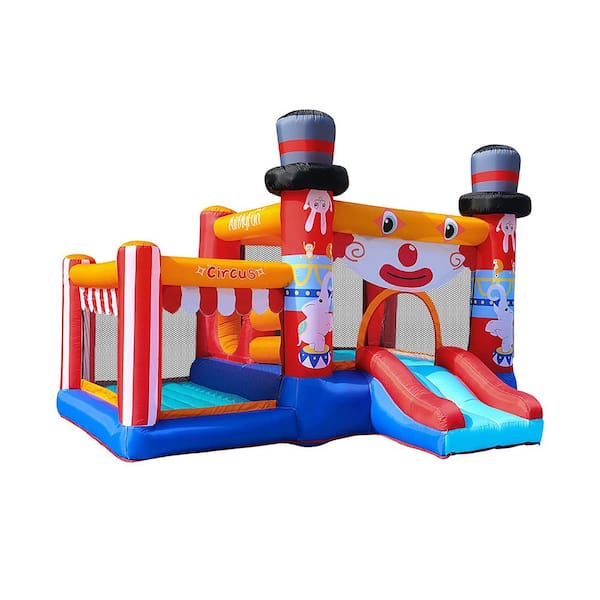 dubbin Cute Joker Theme Inflatable Bounce House with Huge Jumping Area and Smooth Slider with 350-Watt Blower