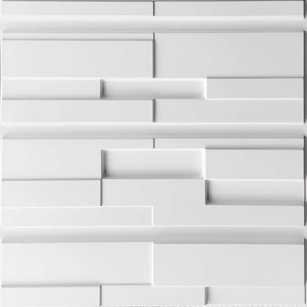 Dundee Deco Falkirk Ross 2/25 in. x 19.7 in. x 19.7 in. White PVC Bricks 3D Decorative Wall Panel 5-Pack