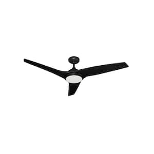 Evolution 52 in. Integrated LED Indoor/Outdoor Matte Black Ceiling Fan with Light and Remote Control