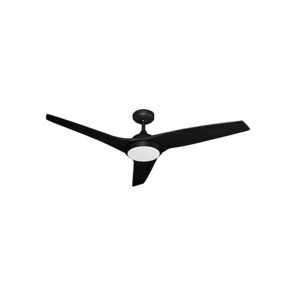 TroposAir Evolution 52 in. Integrated LED Indoor/Outdoor Matte Black Ceiling Fan with Light and Remote Control
