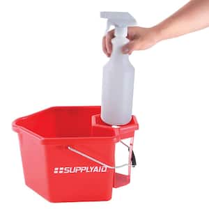 6 Qt. Heavy Duty Plastic, Corrosive-Resistant Sanitizing Bucket with 25 oz. Spray Bottle