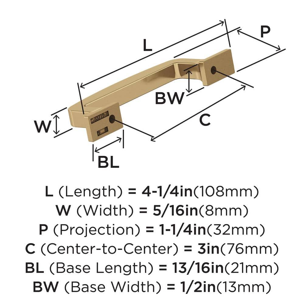 Champagne Bronze 3" Cabinet Drawer Pull with Mounting Hardware